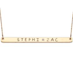 Gold Over Sterling Diamond Bar Couple's Name Necklace