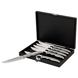 Personalized 6-Piece Brushed Steel Steak Knife Set