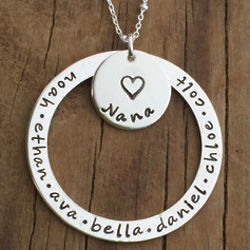 Grandma's Personalized Necklace with Heart Washer
