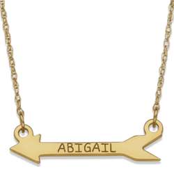 10K Yellow Gold Engraved Arrow Necklace
