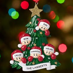 Personalized Family Around Christmas Tree Ornament