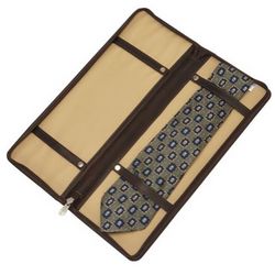 Leather Zippered Tie Case with Snaps
