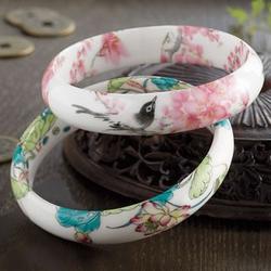 Traditional Chinese Watercolor Ceramic Bangle
