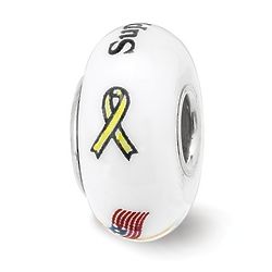 Hand-Painted Support Our Troops Glass Charm Bead