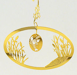 Lobster in the Cattails Gold Plated Ornament