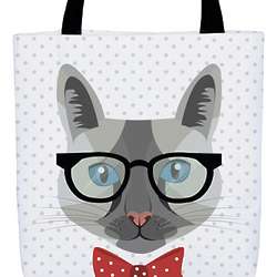 Hipster Gray Kitty Tote