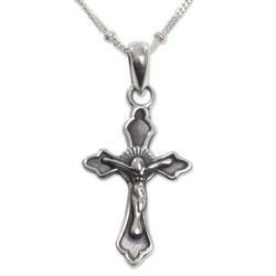 Christ on the Cross Highly Polished Sterling Silver Necklace