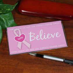 Personalized Believe Breast Cancer Awareness Checkbook Cover