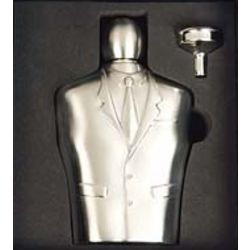 Stainless Steel Tuxedo Shape Groomsmen Flask and Funnel Set