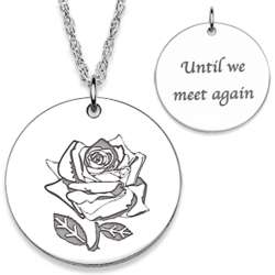Sterling Silver Memorial Rose Engraved Necklace
