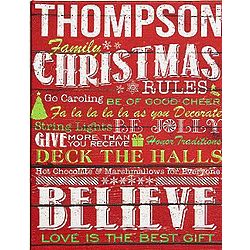 Personalized Family Christmas Rules Canvas Wall Art - FindGift.com