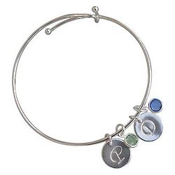 Personalized Birthstone Initial Charm Bracelet