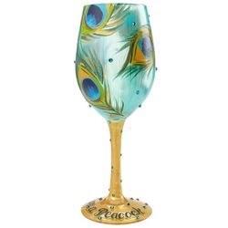 Pretty as a Peacock Wine Glass