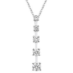 5 Diamond Journey Line Pendant in 14K White Gold Necklace
