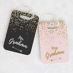Sparkling Love Mr & Mrs Personalized Luggage Tags