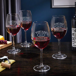 4 Aged to Perfection Personalized Wine Glasses