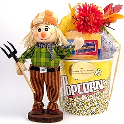 Fall Movie Gift Basket with Scarecrow