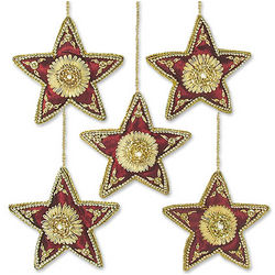 Scarlet Stars Beaded Ornaments