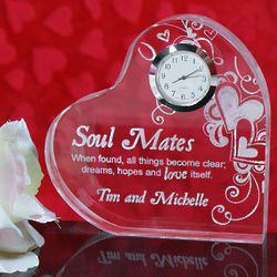 Engraved Soul Mates Heart Clock