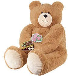 Six Foot Giant Hunka Love Teddy Bear with Roses and Chocolate