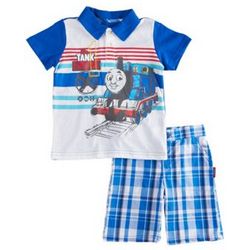 Toddler Boy's Thomas the Train Polo Shirt and Plaid Shorts