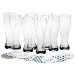 8 Cheers Wheat Beer Glasses and Coasters