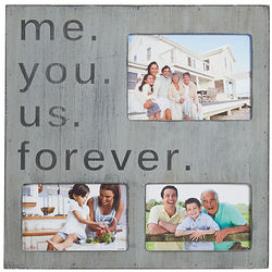 Me. You. Us. Forever. 3 Opening Collage Picture Frame in Gray