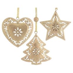 Intricate Gold Metal Ornament Set
