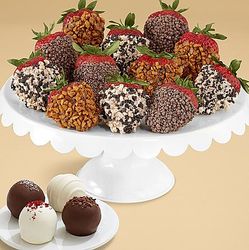 4 Cake Truffles and Full Dozen Premium Strawberries