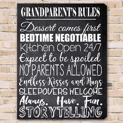 Grandparent's Rules Personalized Canvas Art Print