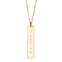 14K Gold Vertical Personalized Name Bar Necklace