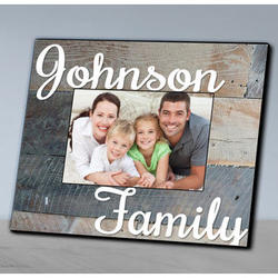 Personalized Family Grey Wood Grain Picture Frame