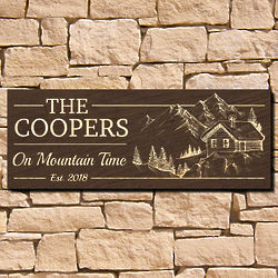 On Mountain Time Personalized Family Wall Sign