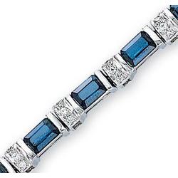 14K White Gold Blue Sapphire and Diamond Bracelet