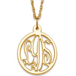 10K Gold Small Oval Monogram Necklace
