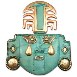 Tears of a God Peruvian Archaeological Bronze Mask