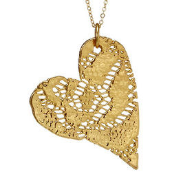 Precious Gold Dipped Lace Heart Necklace