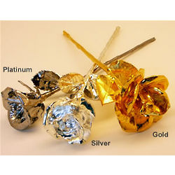 One Each Platinum, Silver, and Gold Preserved Roses