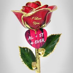 11" Valentine's Day Rose & Couple's Heart Tag