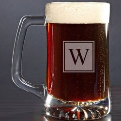 Beer Mug with Personalized Block Initial