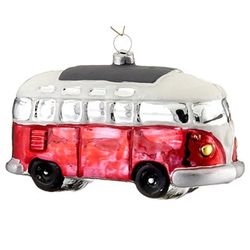 Personalized Red and White Bus Ornament