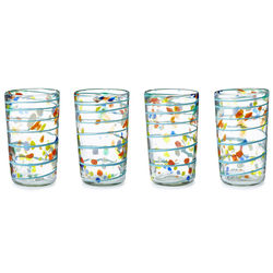 4 Recycled Confetti Drinking Glasses