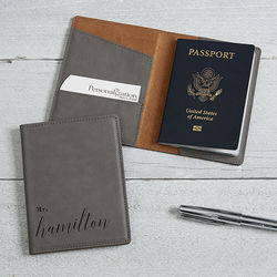 Wedded Bliss Personalized Grey Passport Holder