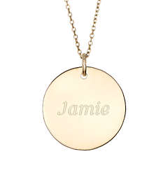 Personalized Round Tag Pendant in Gold
