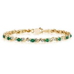 10k Yellow Gold Diamond and Emerald Bracelet