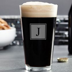 Pint Glass with Personalized Block Initial