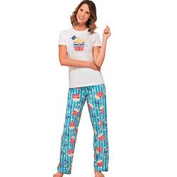 Blue, White, and Red Popcorn Movie Time Pajamas for Women