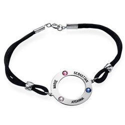 Mom's Personalized Silver Circle Bracelet with Birthstones