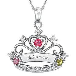 Princess Crown Birthstone Necklace