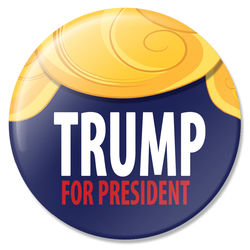 2 Trump's Hair for President Buttons